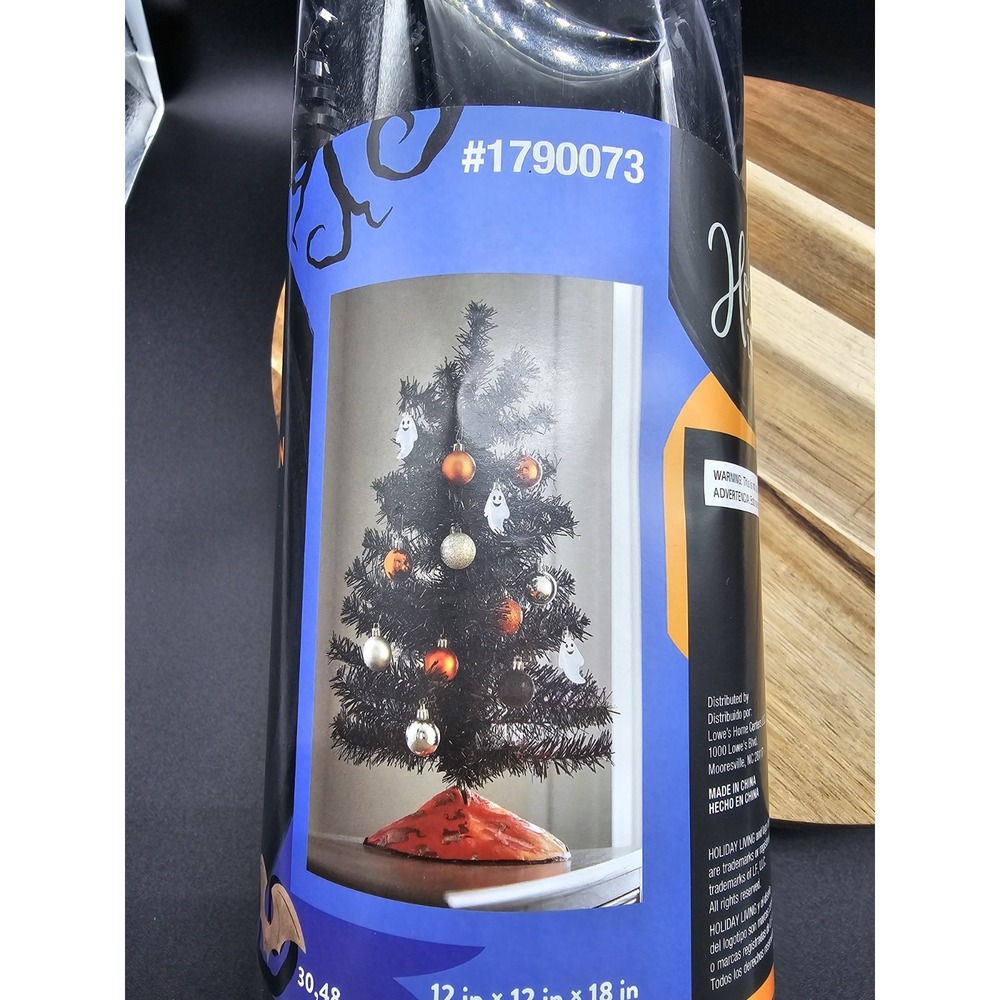Lowes Holiday Living Halloween Black‎ Tree With Ornaments NIB